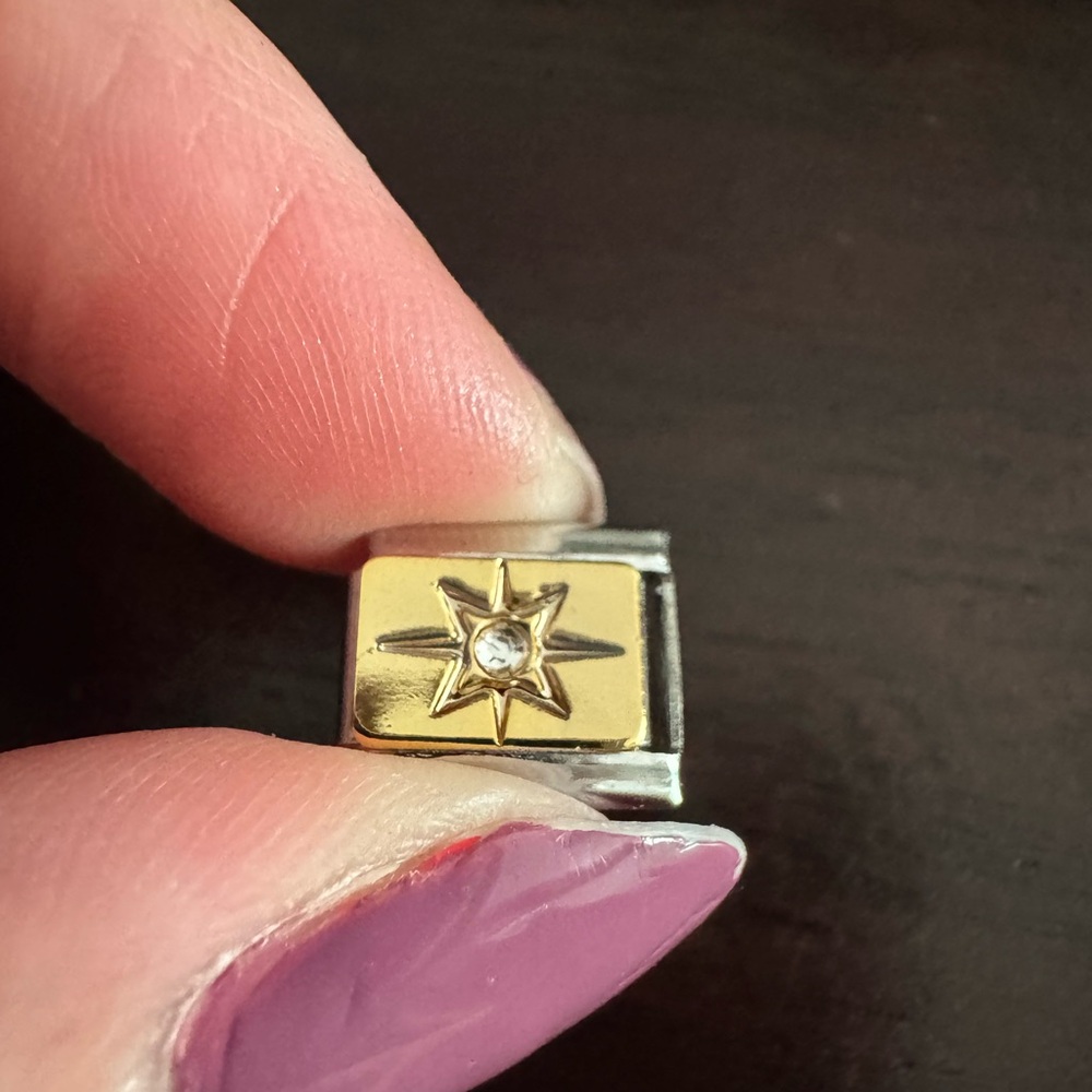 Gold-tone Starburst Italian Charm Link